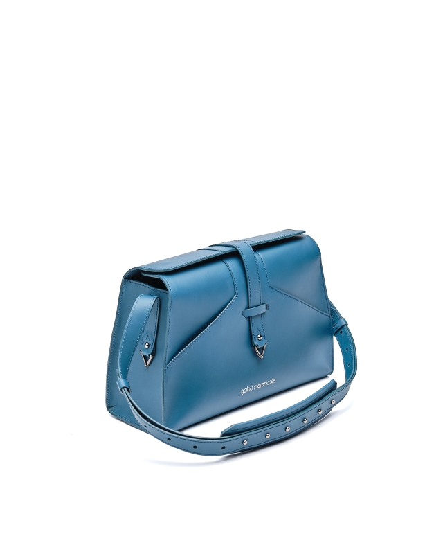 Y Elegant Leather Handbag Petrol 
