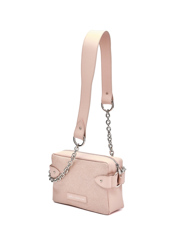 Basic Elegant Women’s Leather Bag Powder with knitted pattern