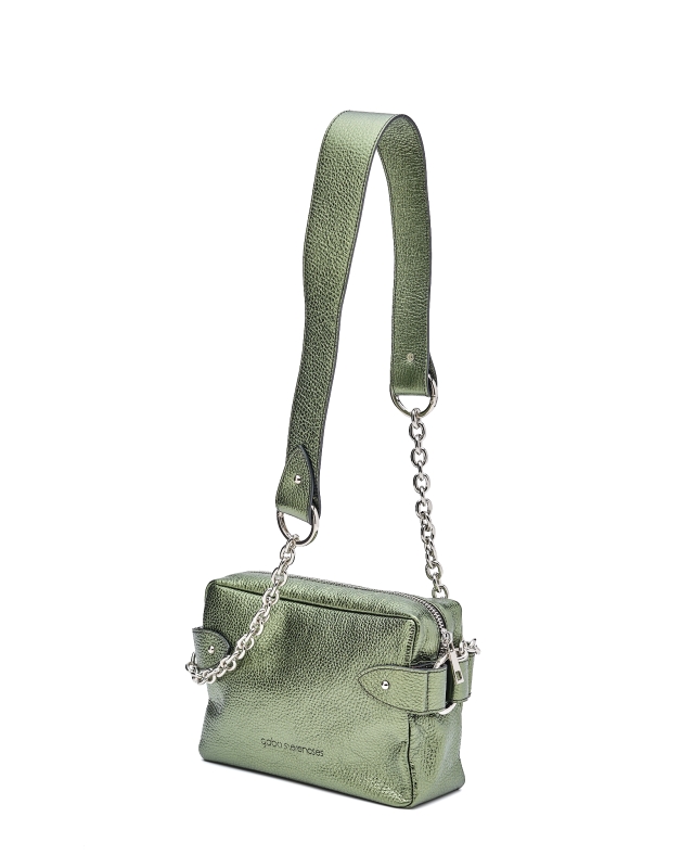 Basic Elegant Women’s Leather Bag Metallic green