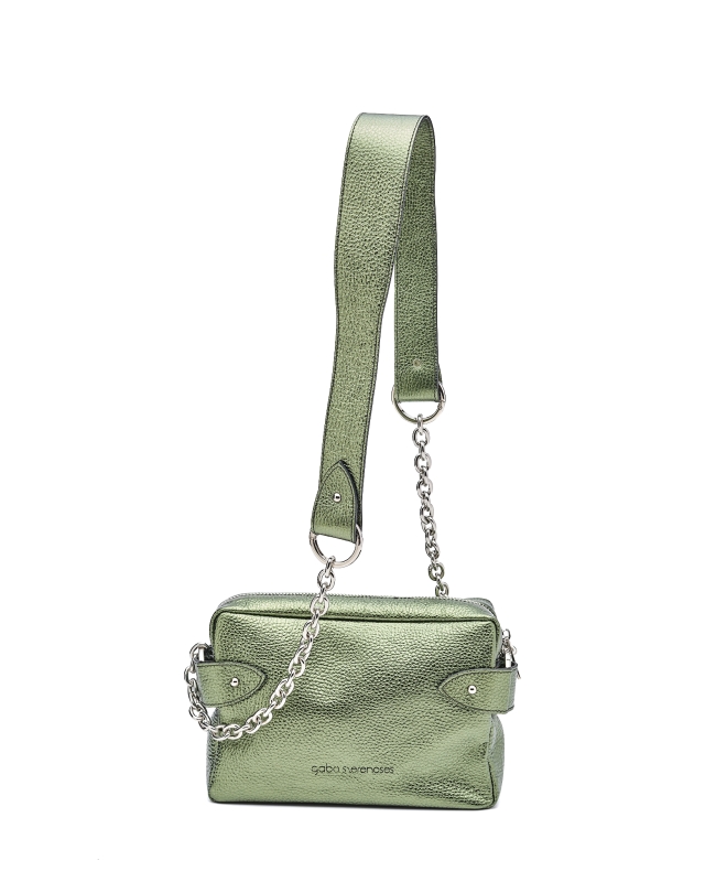 Basic Elegant Women’s Leather Bag Metallic green