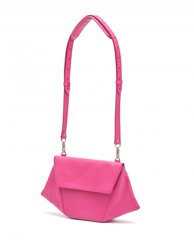Trapéz kicsi clutch vállpánttal, Pink