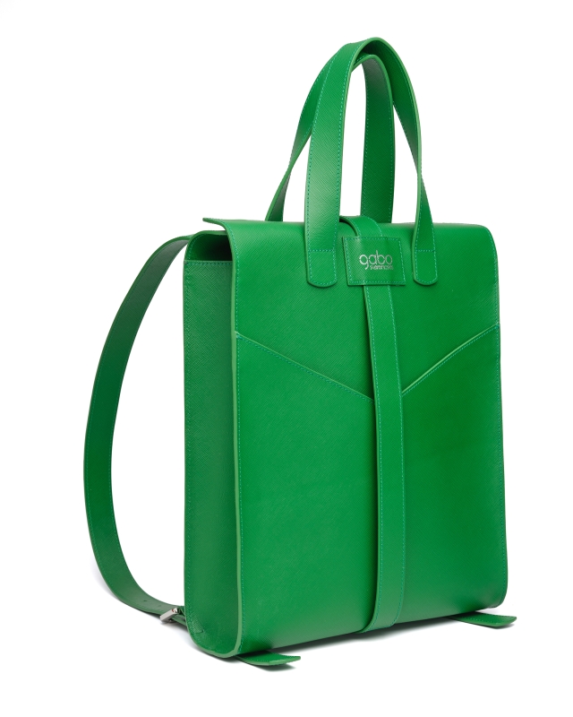 Y Leather Backpack // Emerald green