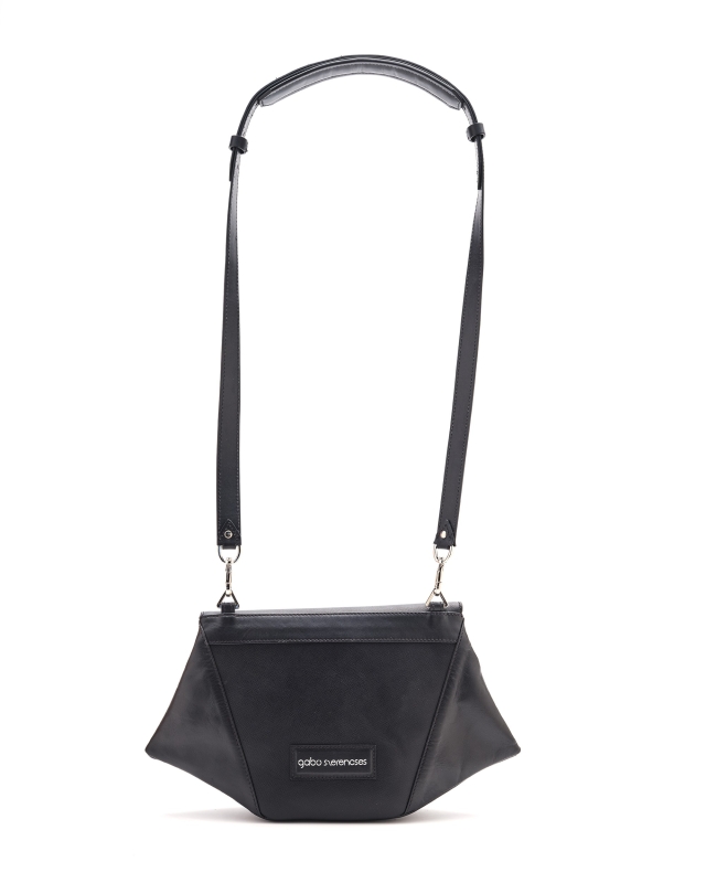 Small geometric clutch with shoulder strap //  Black