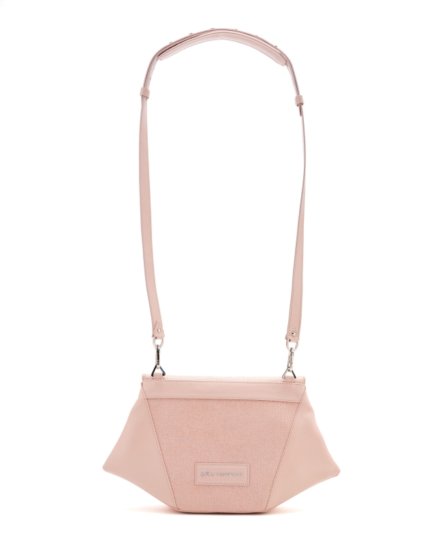 Small geometric clutch with shoulder strap //  Powder