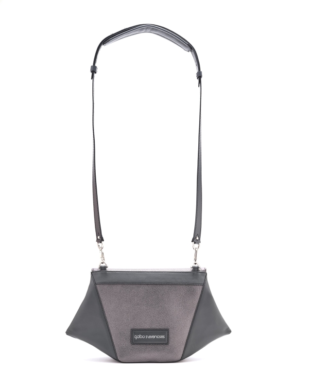 Small geometric clutch with shoulder strap //  Antracit