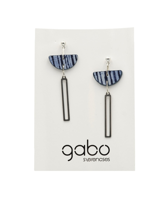 Accord fülbevaló // Kék csíkos // Ezüst kellékkel
